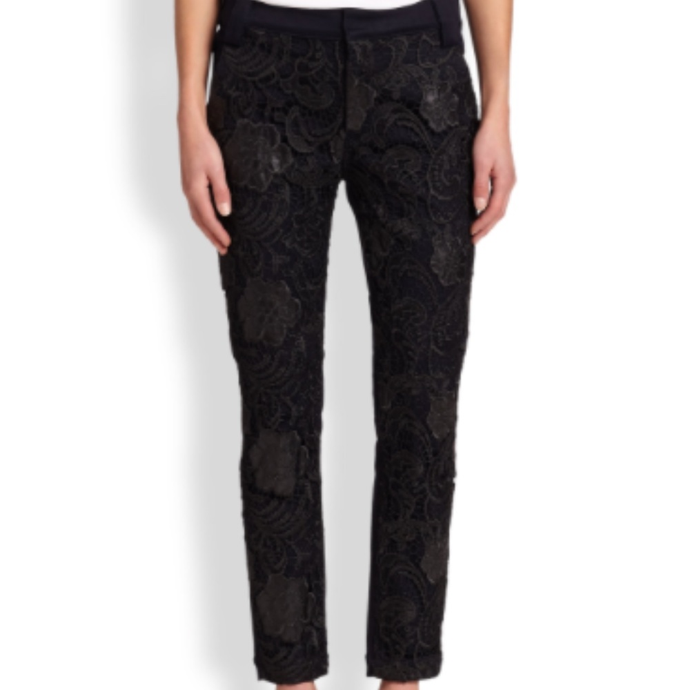7 For All Mankind Coated Lace Straight-Leg Pants